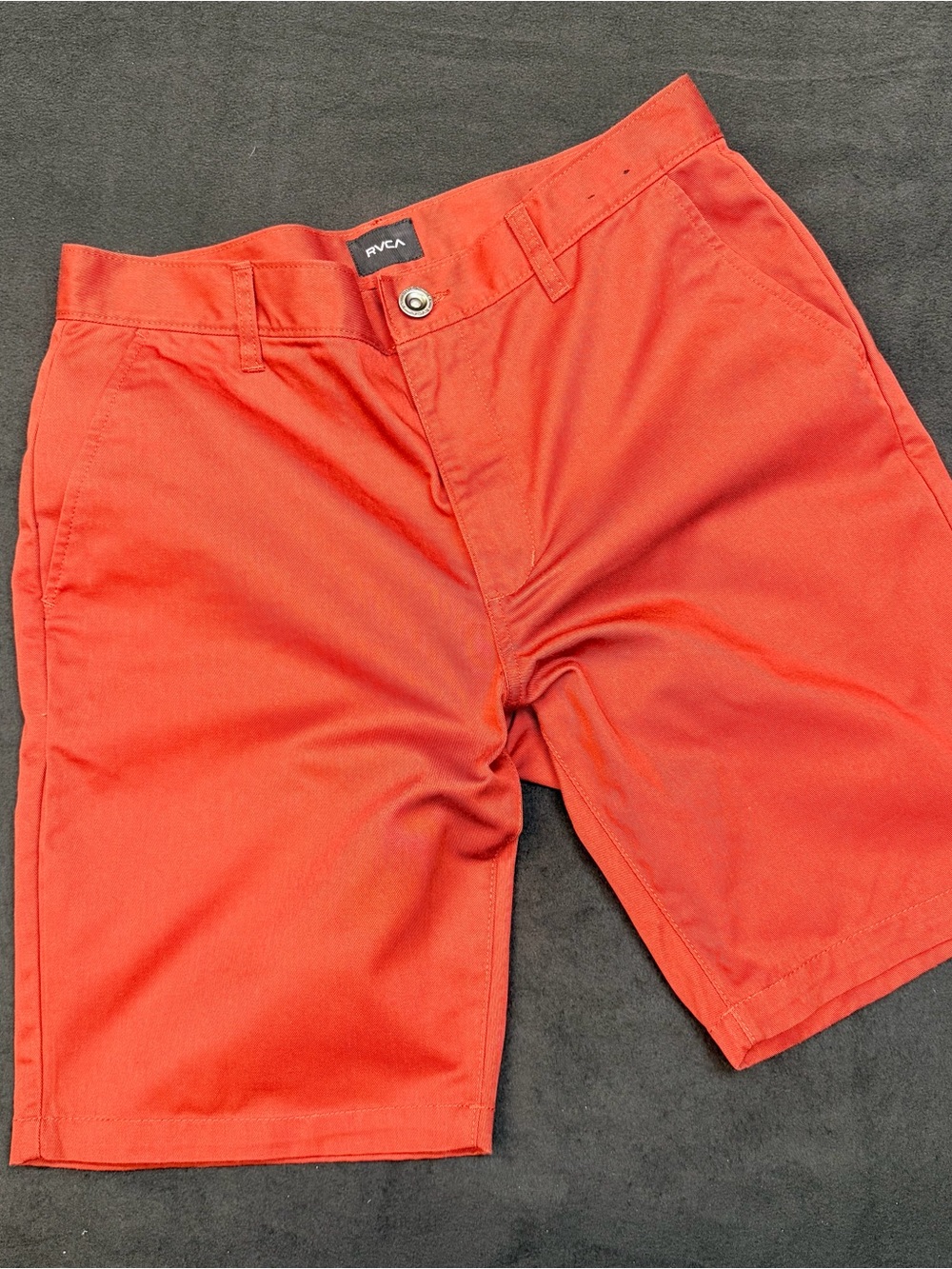 RVCA Men's Bright Red Flat-Front Shorts